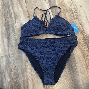 Cupshe Dark Blue Textured Bikini